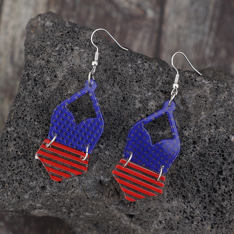 US Flag Pattern Acrylic Earrings-Teresa&#39;s Fashionista LLC