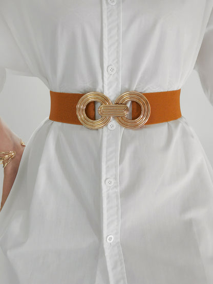 Geometric Buckle Elastic Wide Belt-Teresa&#39;s Fashionista LLC