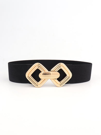 Geometric Buckle Elastic Wide Belt-Teresa&#39;s Fashionista LLC