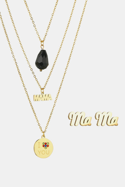 Triple-layer MAMA I LOVE YOU 18K gold-plated Pendant Combo Deal-Teresa&#39;s Fashionista LLC