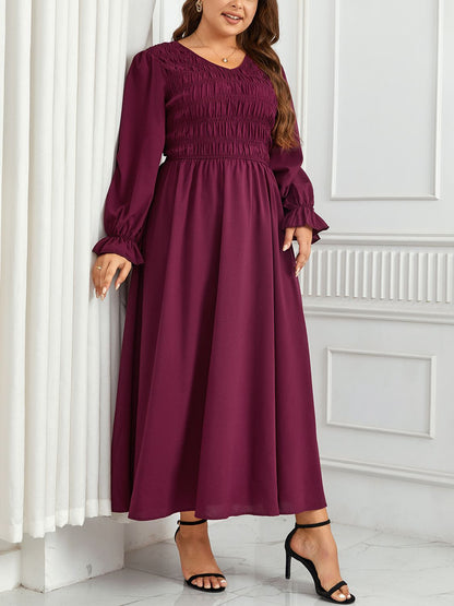 Plus Size Flounce Sleeve Smocked Maxi Dress-Teresa&#39;s Fashionista LLC