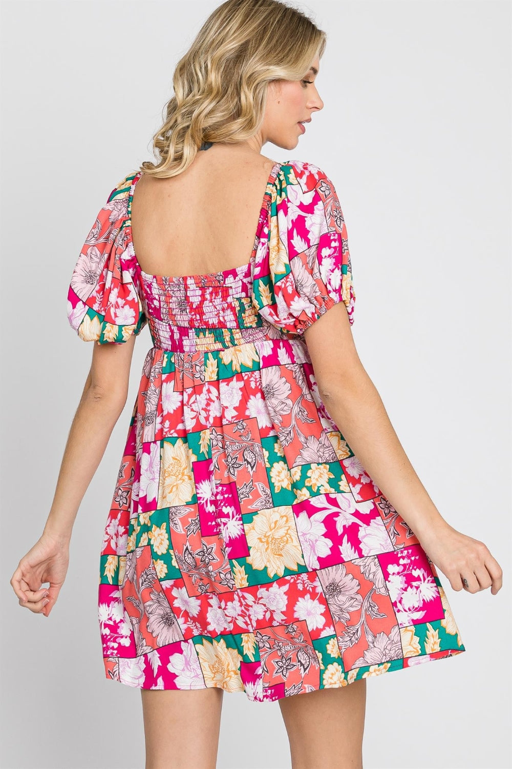 GeeGee Floral Ruff Sleeve Mini Dress-Teresa&#39;s Fashionista LLC