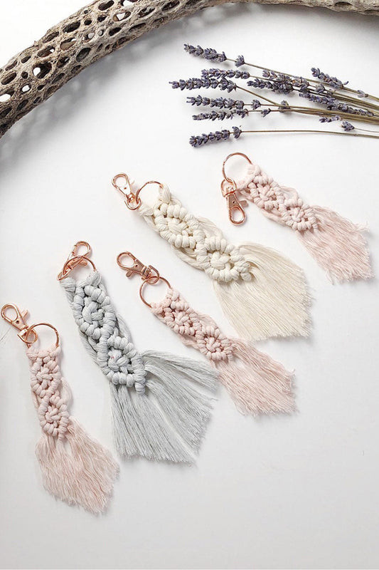 Assorted 4-Pack Macrame Fringe Keychain-Teresa&#39;s Fashionista LLC