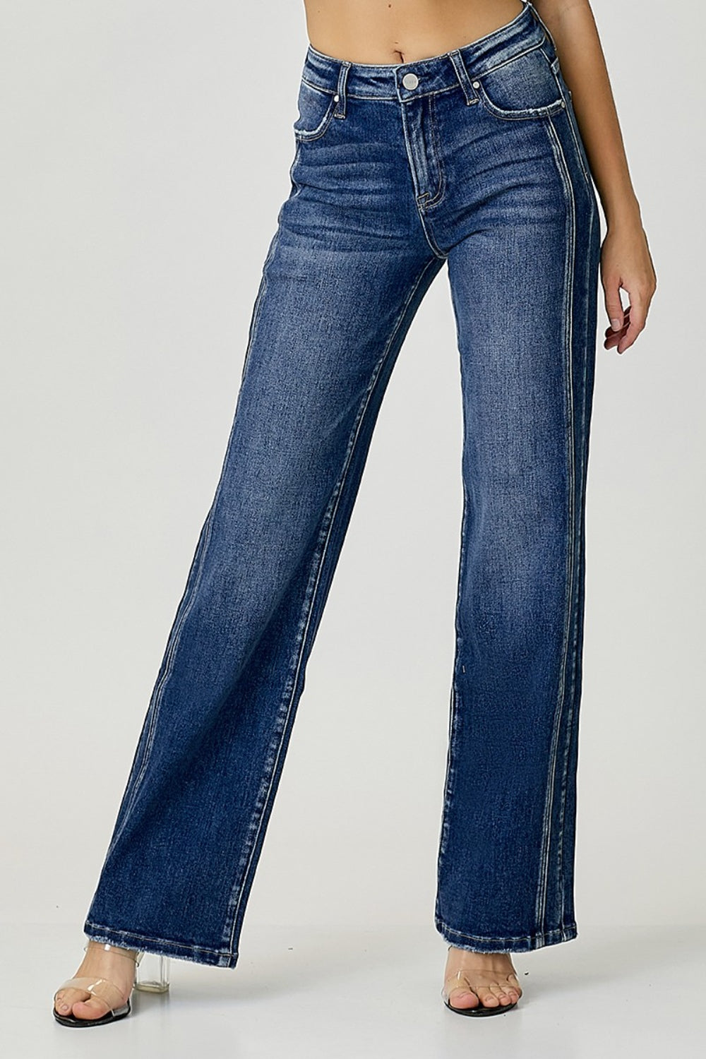 RISEN Mid Rise Straight Jeans-Teresa&#39;s Fashionista LLC