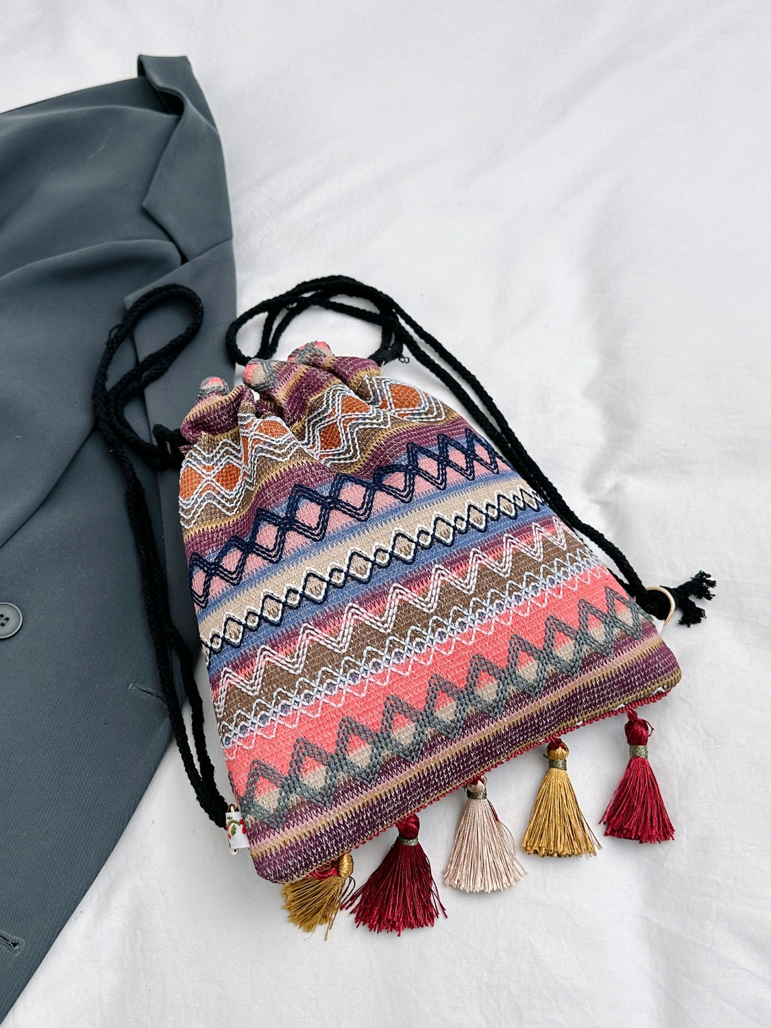 Tassel Geometric Canvas Backpack Bag-Teresa&#39;s Fashionista LLC