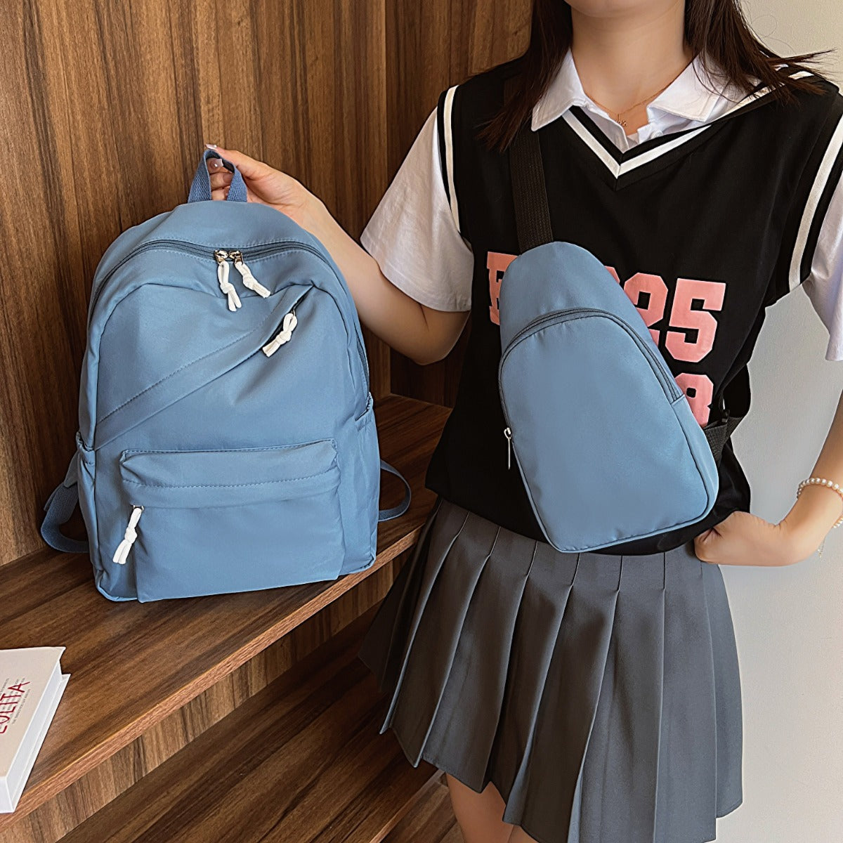 Cloth Backpack Bag and Sling Bag 2 Piece Set-Teresa&#39;s Fashionista LLC