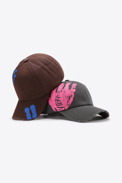 VIBRA Graphic Distressed Adjustable Baseball Cap-Teresa&#39;s Fashionista LLC