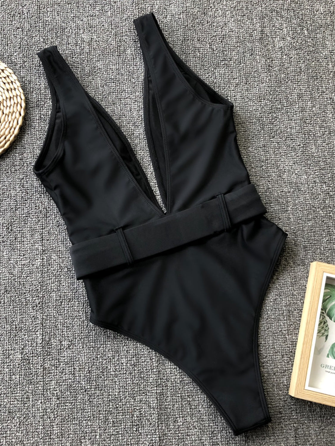 Plunge Wide Strap Sleeveless One-Piece Swimwear-Teresa&#39;s Fashionista LLC