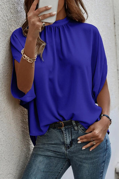 Tie Back Slit Half Sleeve Blouse-Teresa&#39;s Fashionista LLC