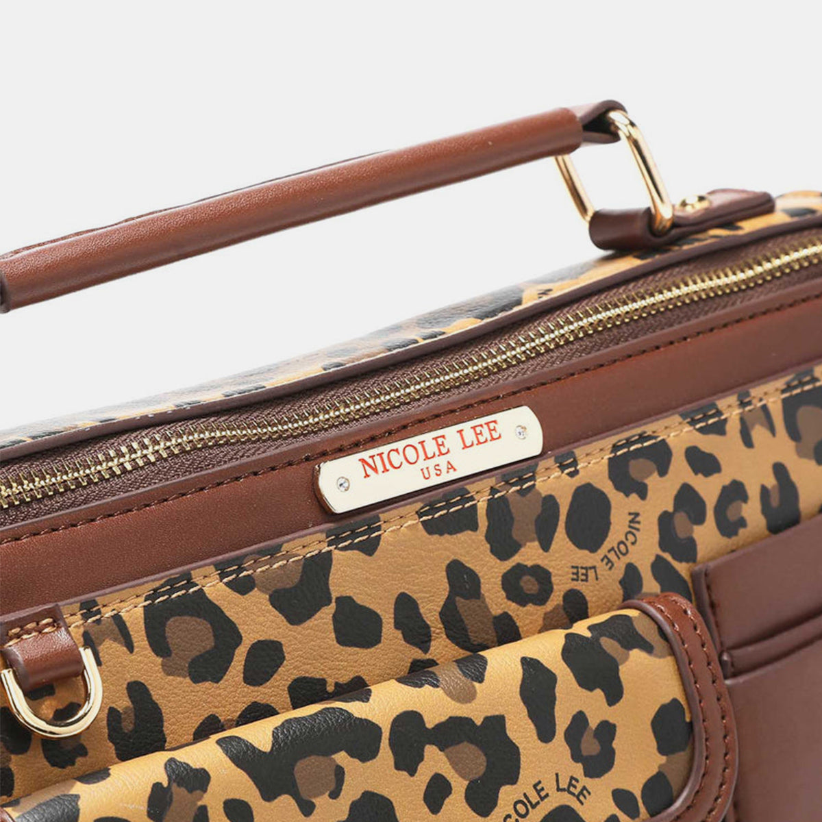 Nicole Lee USA Leopard Top Handle Handbag-Teresa&#39;s Fashionista LLC