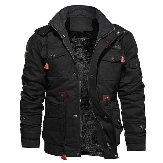Men Winter Fleece Jacket Warm Hooded Coat Thermal Thick Outerwear Male Military Jacket - Teresa's Fashionista LLC