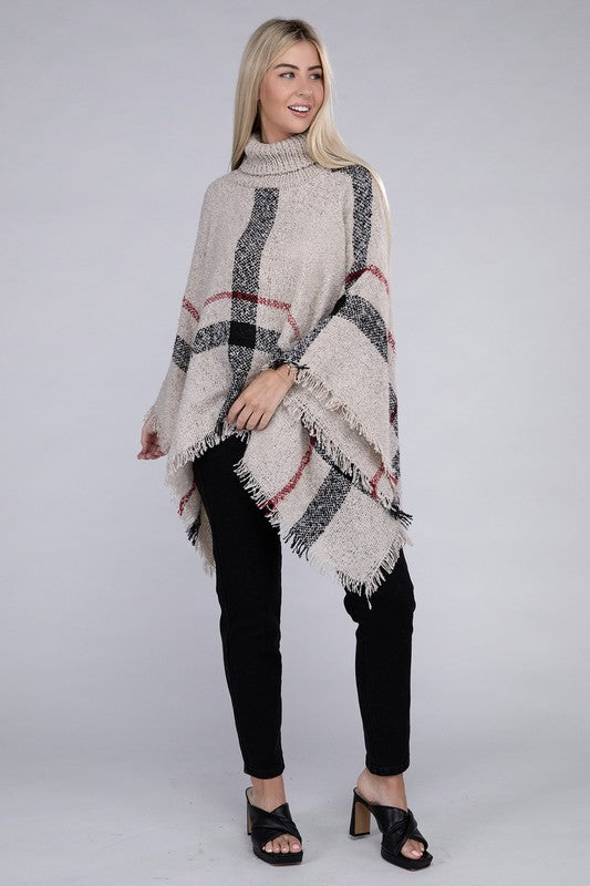 Turtleneck Knit Pancho-Teresa&#39;s Fashionista LLC