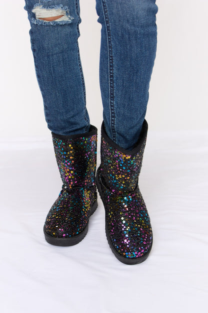 Forever Link Sequin Thermal Flat Boots-Teresa&#39;s Fashionista LLC