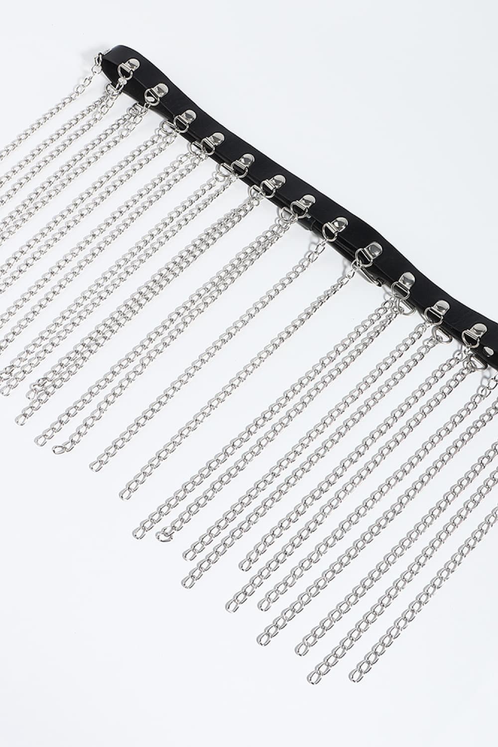 Fringed Chain PU Leather Belt-Teresa&#39;s Fashionista LLC