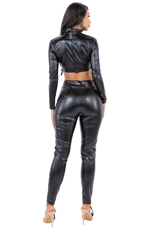 SEXY PU LEATHER 2PC PANTS SET-Teresa&#39;s Fashionista LLC