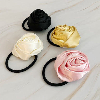 Hand Picked Satin Rose Hair Tie Set of 4-Teresa&#39;s Fashionista LLC