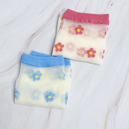 Mini Flower Sheer Socks Set Of 2 Pairs-Teresa&#39;s Fashionista LLC