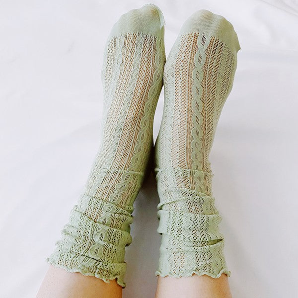 Slouch Crochet Lace Socks Set Of 2-Teresa&#39;s Fashionista LLC