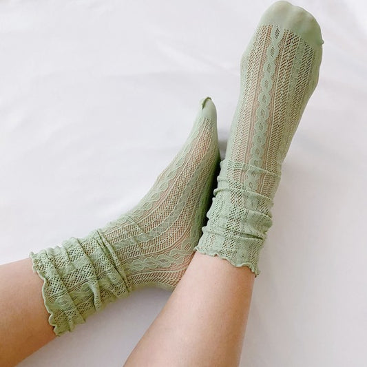 Slouch Crochet Lace Socks Set Of 2 - Teresa's Fashionista LLC