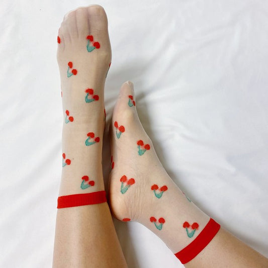 Sweet And Fruity Sheer Socks Set Of 2 Pairs - Teresa's Fashionista LLC