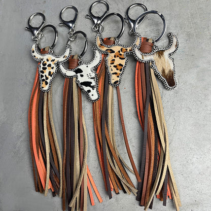 Bull Shape Fringe Key Chain-Teresa&#39;s Fashionista LLC