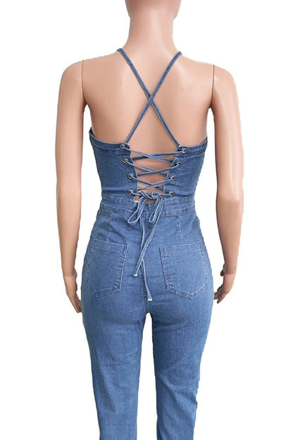 DENIM SEXY JUMPSUIT-Teresa&#39;s Fashionista LLC