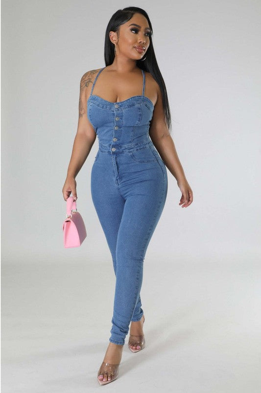 DENIM SEXY JUMPSUIT-Teresa&#39;s Fashionista LLC