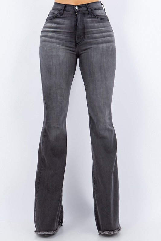 Bell Bottom Jean in Dark Grey-Teresa&#39;s Fashionista LLC