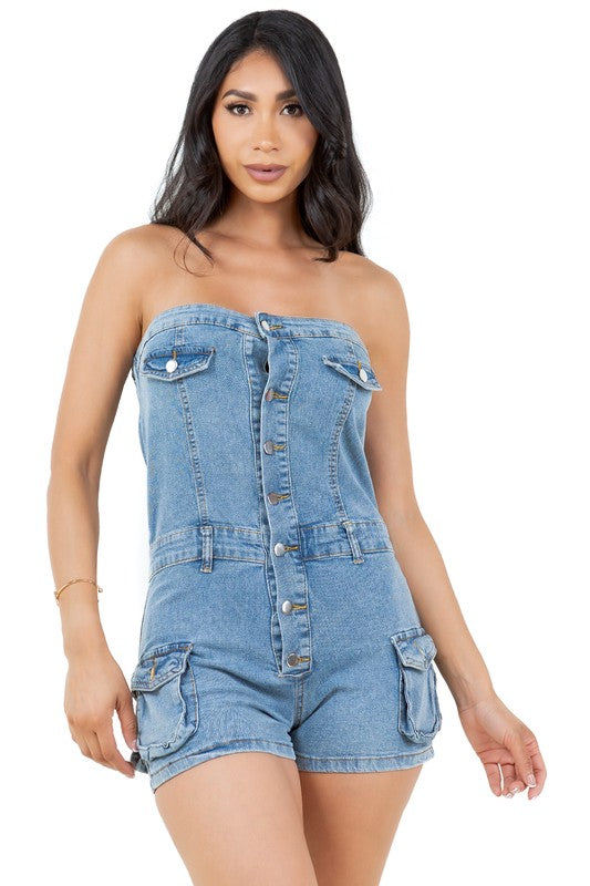 WOMEN FASHION DENIM ROMPERS-Teresa&#39;s Fashionista LLC