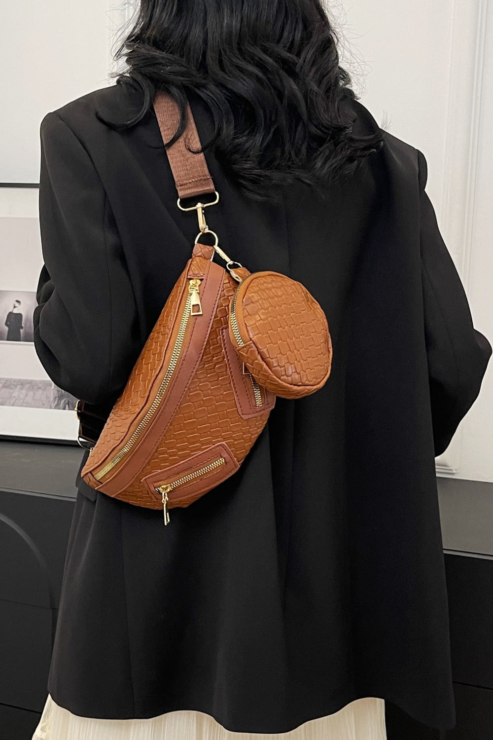 PU Leather Crossbody Bag with Coin Purse-Teresa&#39;s Fashionista LLC