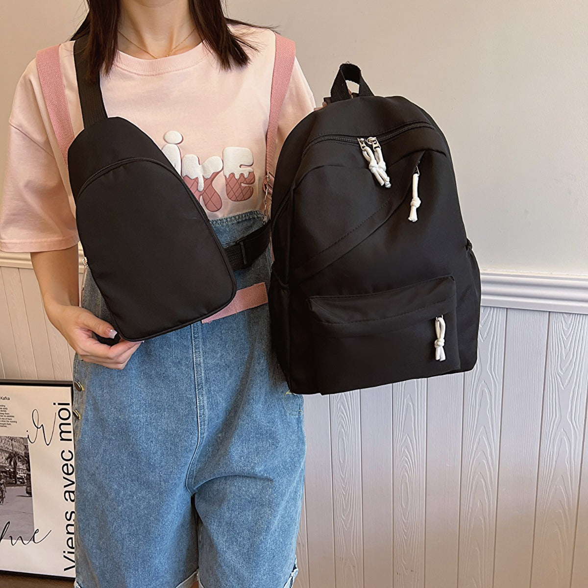 Cloth Backpack Bag and Sling Bag 2 Piece Set-Teresa&#39;s Fashionista LLC