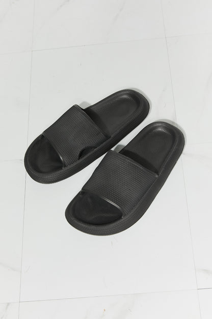 MMShoes Arms Around Me Open Toe Slide in Black-Teresa&#39;s Fashionista LLC