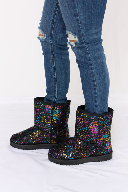 Forever Link Sequin Thermal Flat Boots-Teresa&#39;s Fashionista LLC