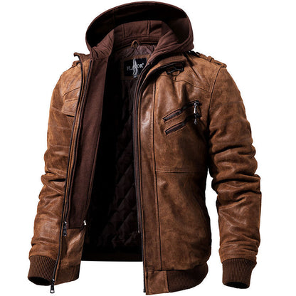 Winter Fashion Motorcycle Leather Jacket Men Slim Fit Oblique Zipper PU Jackets Autumn Mens Leather Biker Coats Warm Streetwear-Teresa&#39;s Fashionista LLC