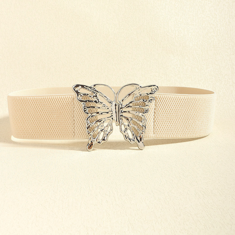 Butterfly Alloy Buckle Elastic Belt-Teresa&#39;s Fashionista LLC