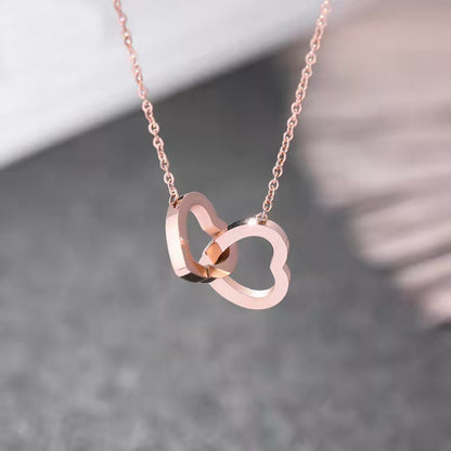 Alloy Double Heart Necklace-Teresa&#39;s Fashionista LLC