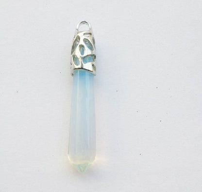 Natural Crystal Hexagonal Prism Bullet Pendant-Teresa&#39;s Fashionista LLC