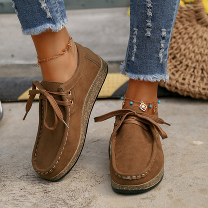 Suede Lace-Up Flat Slip-Ons-Teresa&#39;s Fashionista LLC