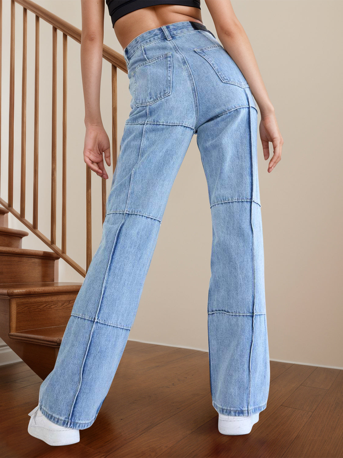 High Waist Straight Jeans with Pockets-Teresa&#39;s Fashionista LLC