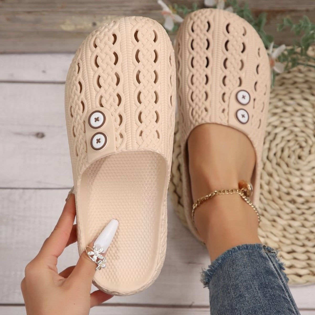 Round Toe PVC Flat Sandals-Teresa&#39;s Fashionista LLC