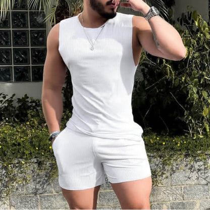 Summer Sleeveless Shorts Sports Black Cotton Vest Non-hooded Clothing-Teresa&#39;s Fashionista LLC