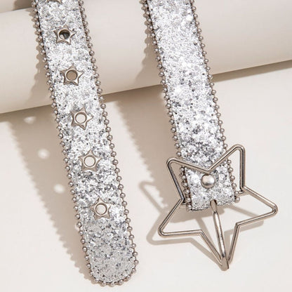 PU Leather Star Shape Buckle Belt-Teresa&#39;s Fashionista LLC