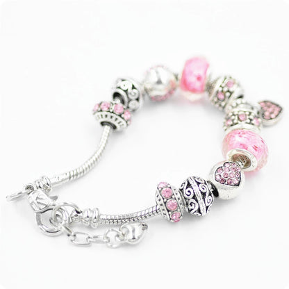 Crystal Beaded Handmade Peach Heart Beaded Bracelet-Teresa&#39;s Fashionista LLC