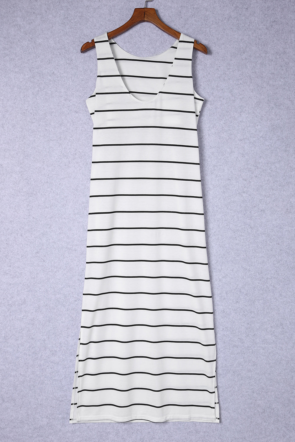 Striped Slit Sleeveless Maxi Dress-Teresa&#39;s Fashionista LLC