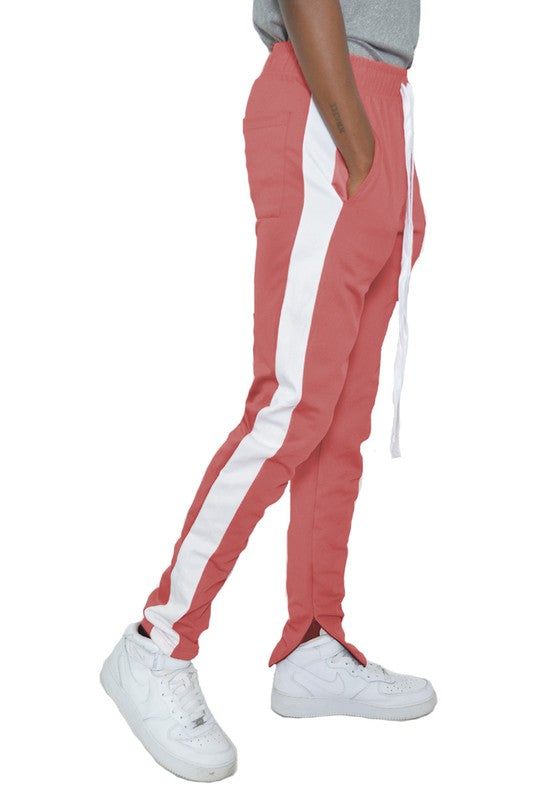 SINGLE STRIPE ANKLE ZIPPER TRACK PANTS-Teresa&#39;s Fashionista LLC