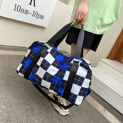 Oxford Cloth Plaid Travel Bag-Teresa&#39;s Fashionista LLC