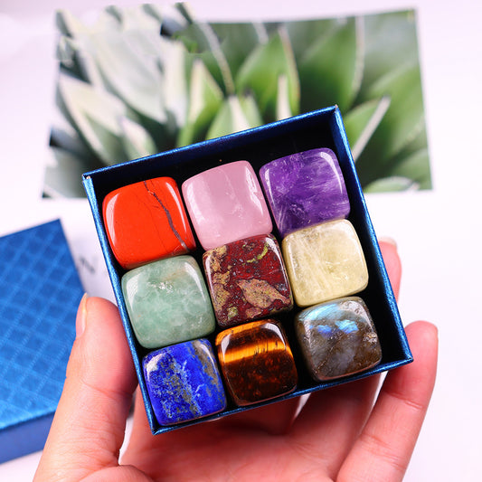 Natural Crystal Block Gravel Energy Gem Chakra Crystal 9 Gift Box - Teresa's Fashionista LLC