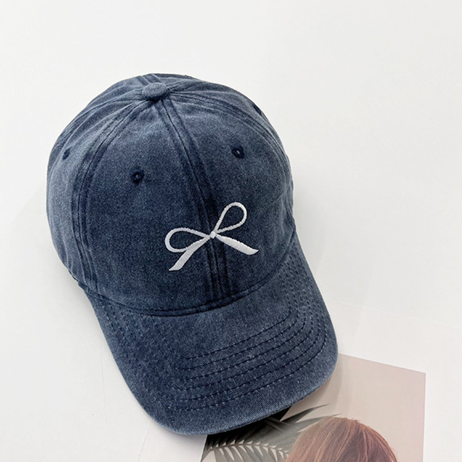 Bow Embroidered Adjustable Cap-Teresa&#39;s Fashionista LLC