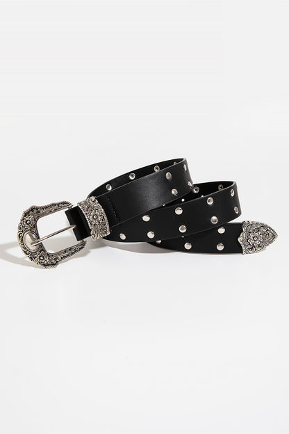 Double Row Studded PU Leather Belt-Teresa&#39;s Fashionista LLC