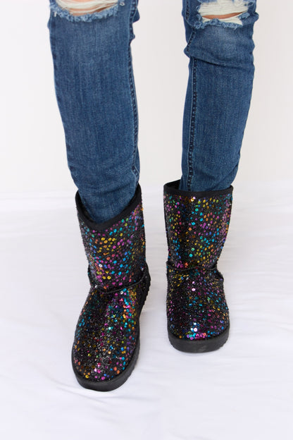 Forever Link Sequin Thermal Flat Boots-Teresa&#39;s Fashionista LLC